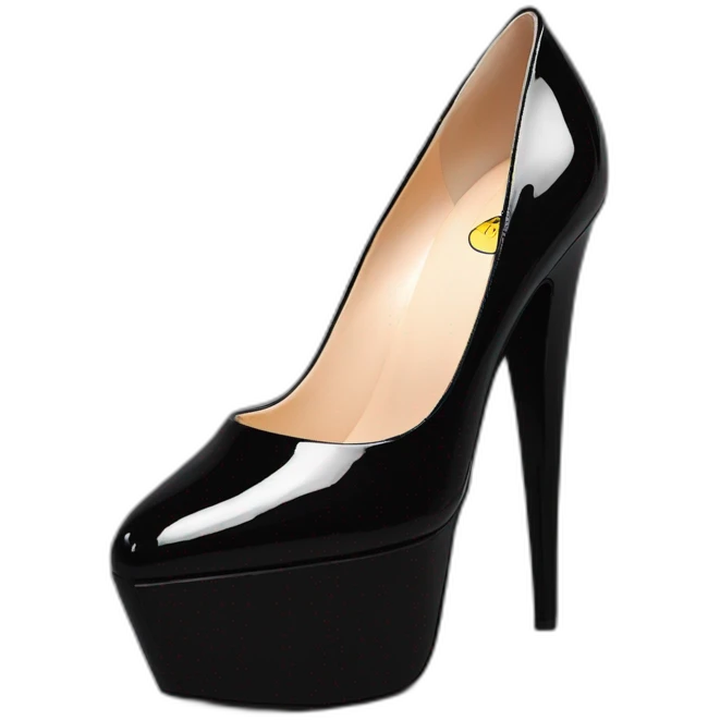 One Black Patent Leather Daffodile Platform Heels emoji
