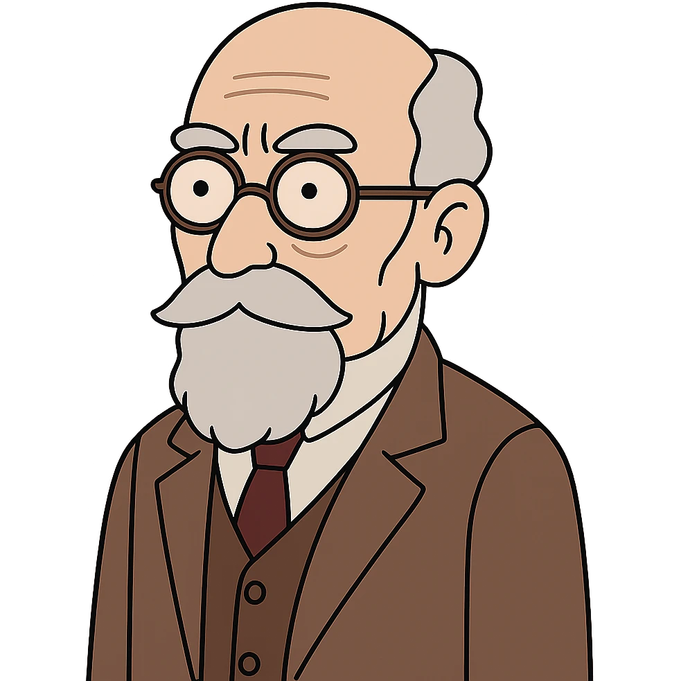 Edmund Husserl in flat toon style with simple colors emoji