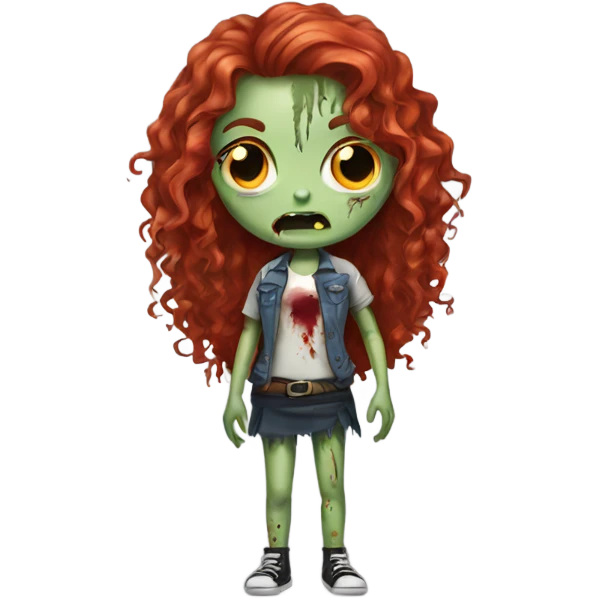 Zombie girl with long red curly hair emoji