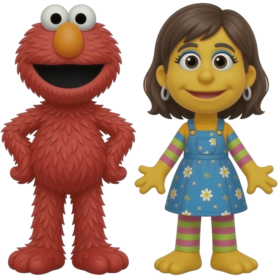 Elmo full body (sesame street) and Zoe full body (sesame street) emoji