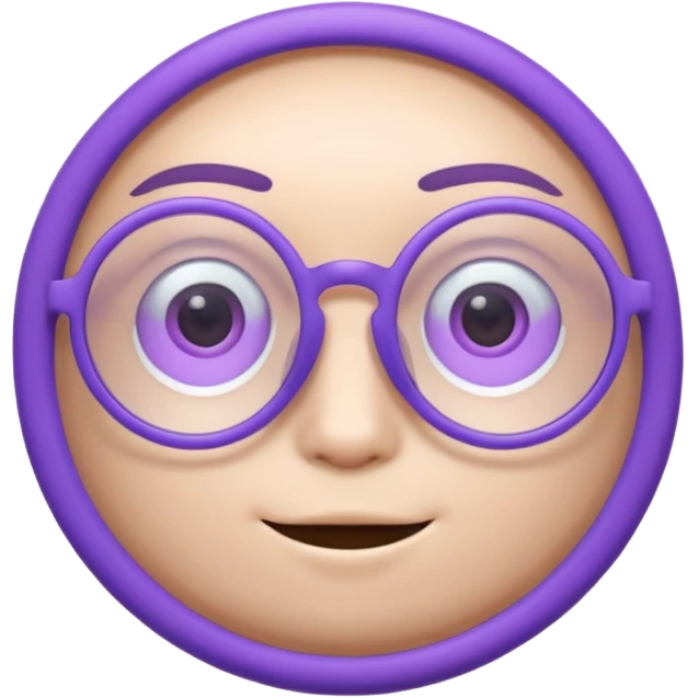 A 3D cartoon lavender-purple round spectacle with thin circular rims, clear lenses, soft shadow, Memoji-style rendering. emoji