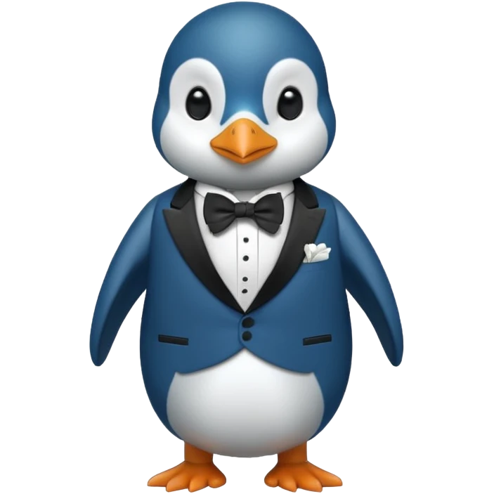 A blue penguin in a tuxedo emoji