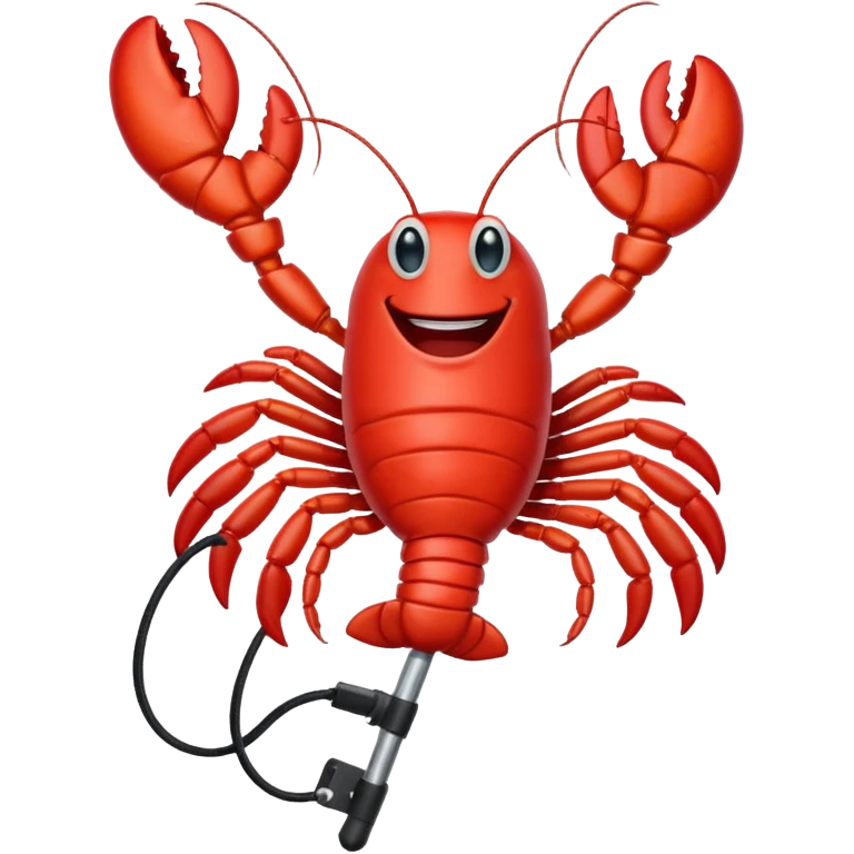 Lobster very happy jumping on pogo stick emoji