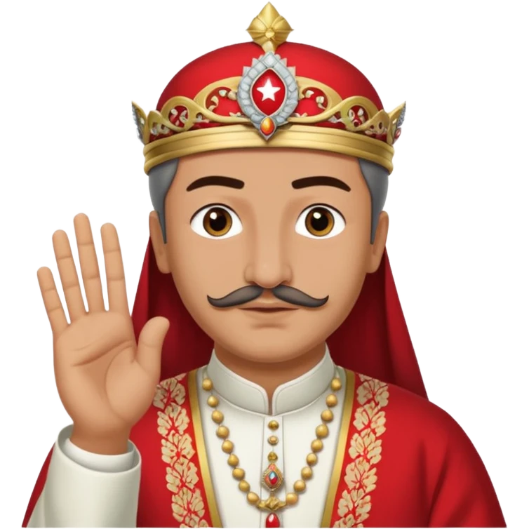 A turkish Sultan doing the quiet sign while his eyes are pure white emoji