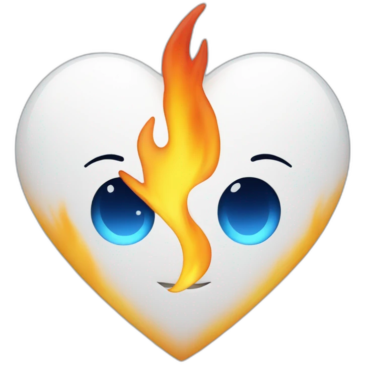 Coeur blanc avec flamme bleu emoji