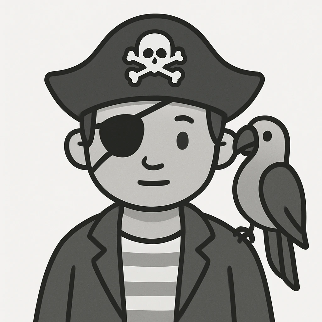 pirate with eye patch and parrot emoji