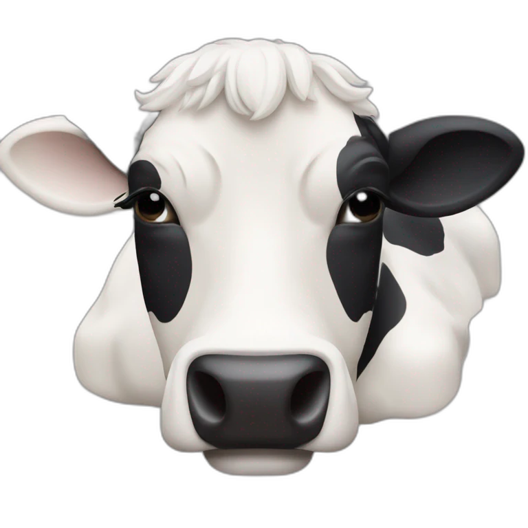 Une vache qui dort sur une vache emoji