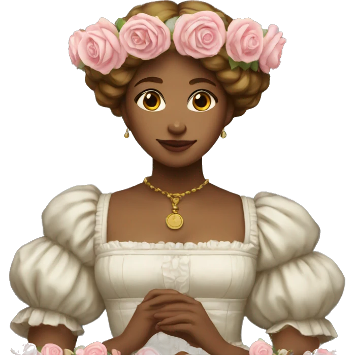renaissance maid with a halo and her lap full of roses emoji