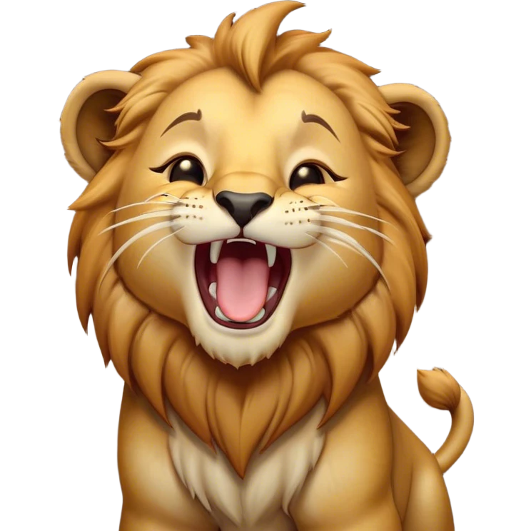 Cinematic Cute Yawning Lion Cub Portrait Emoji, Head tilted slightly with a dramatic, wide-open yawn, showcasing a soft, downy tawny Fur with a majestic mane, floppy ears slightly drooping, round amber eyes barely open in drowsy contentment, Simplified yet irresistibly adorable features, highly detailed, glowing with a soft, cozy glow, high shine, relaxed yet expressive, stylized with a touch of savannah whimsy, bright and endearing, soft glowing outline, capturing the essence of a sleepy yet affectionate Lion Cub, so drowsy it feels like it could stretch out of the screen and curl up for a nap! emoji