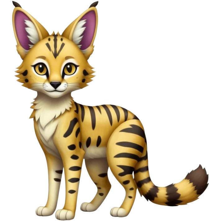 Epic Cute Colorful Dark Sergal-Serval-Vernid full body emoji