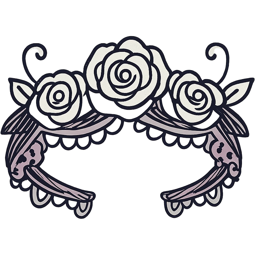 gothic flower crown, sketchy, whimsical, gothic lace accents, black and purple emoji