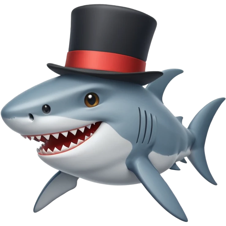 Shark with a top hat emoji