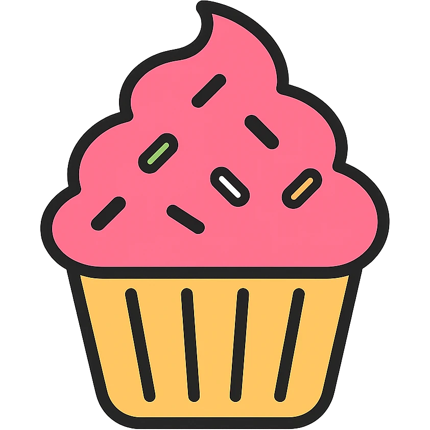 colorful cupcake icon with sprinkles emoji