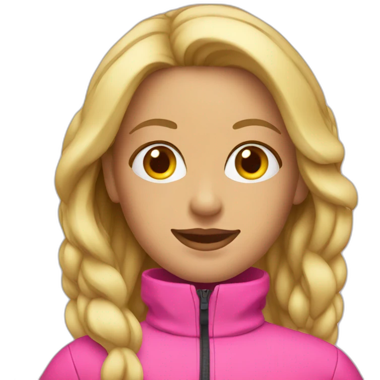 Blonde woman wearing pink ski suit emoji