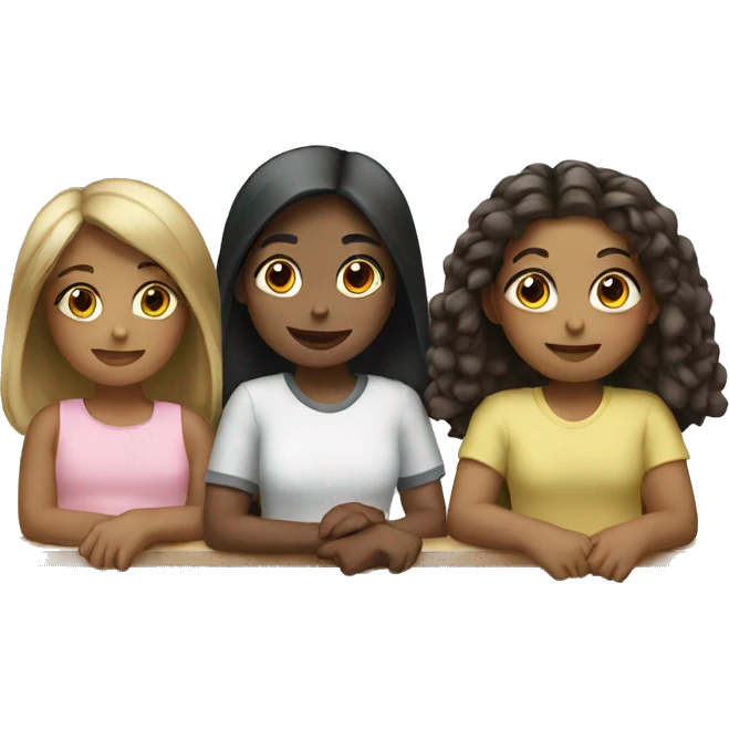 3 girls sitting together  emoji