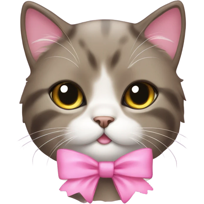 Cute Persa Cat with a pink Bow emoji