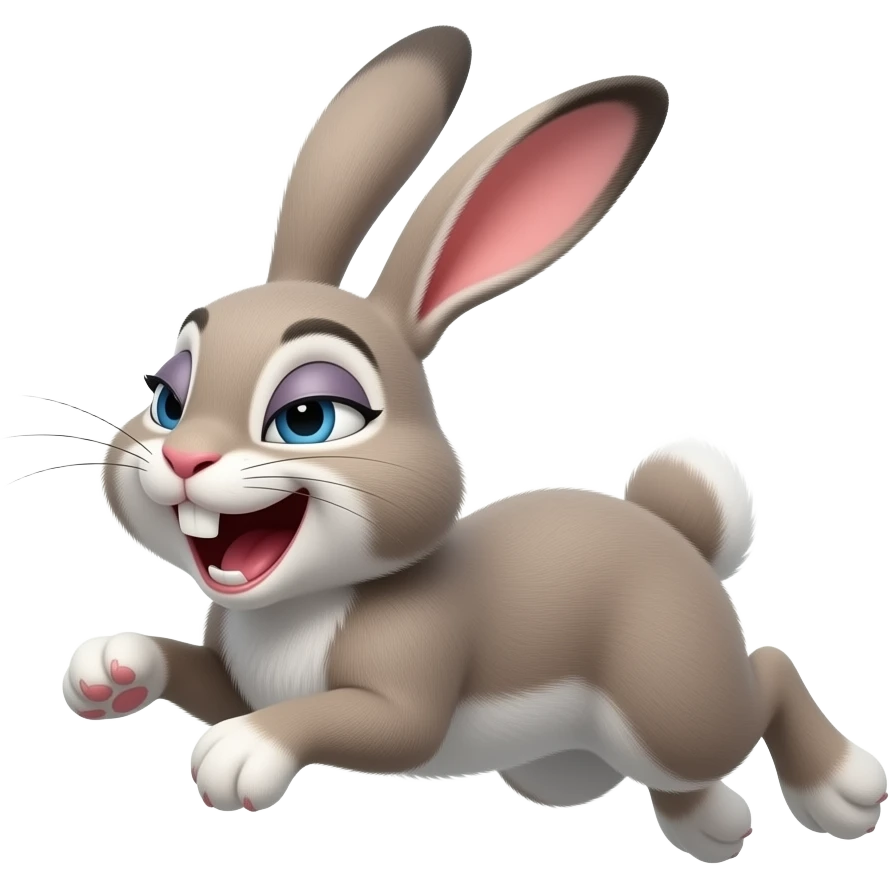 Rabbit with four feet on the floor and it's jumping but make it SUPER funny and evil emoji