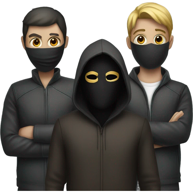 masked thief standing behind 2 people  emoji
