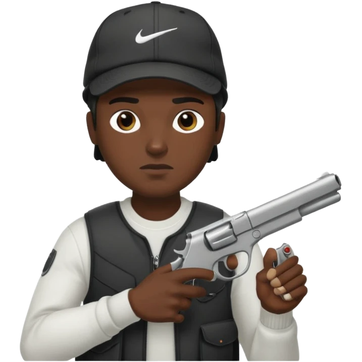 Emoji con arma y gorra Nike pero gánster de hombre emoji