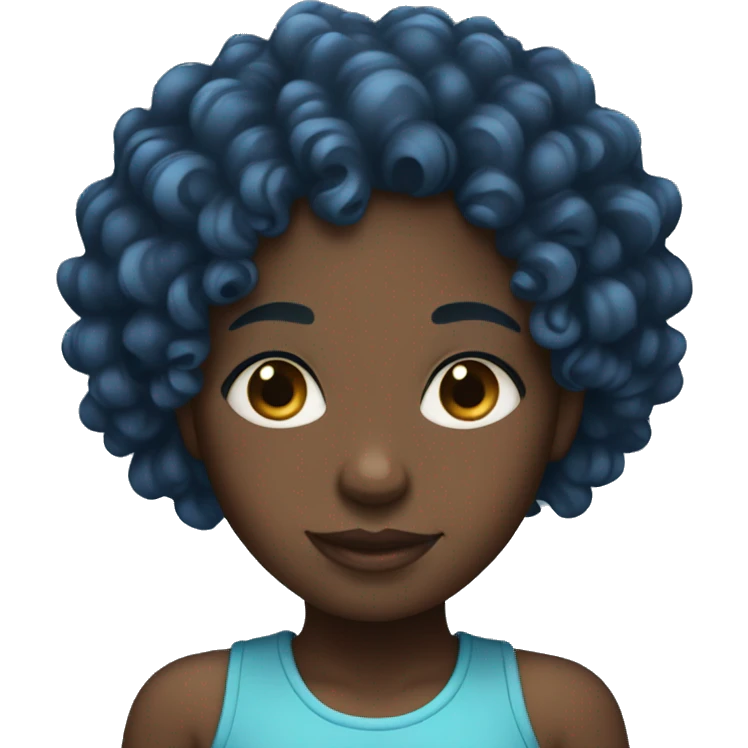 black girl with blue curly hair emoji