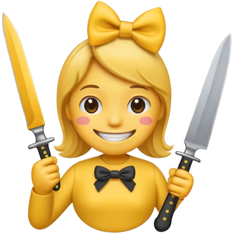 Smile emoji holding knife waring bow emoji