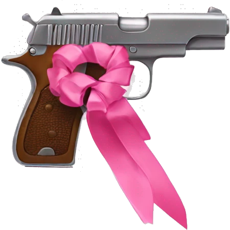 pink pistol with a pink ribbon emoji