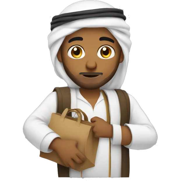 Arab holding a bag on his chest emoji