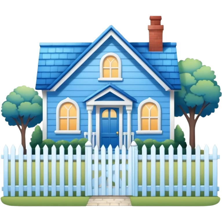 Blue house cute emoji