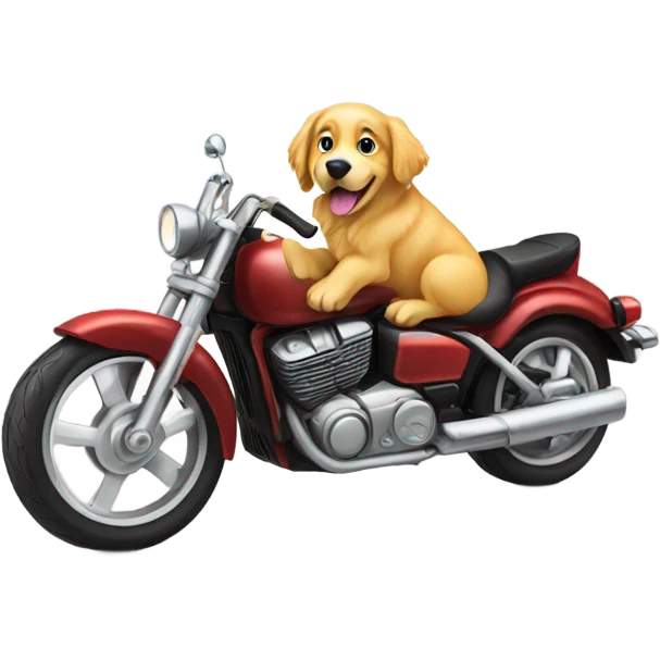 Golden retriever dog riding motorcycle  emoji