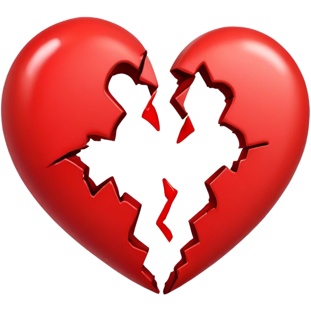 Red heart breaking in half  emoji