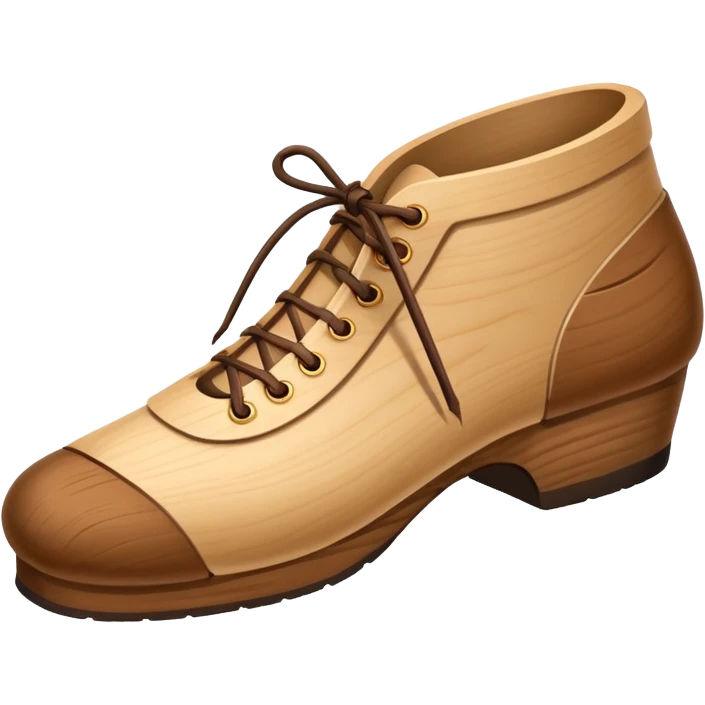 Un zapato de madera estilo Polonia . El zapato está tallado a mano. Pero de madera  peo que no tenga cordón para desatar emoji