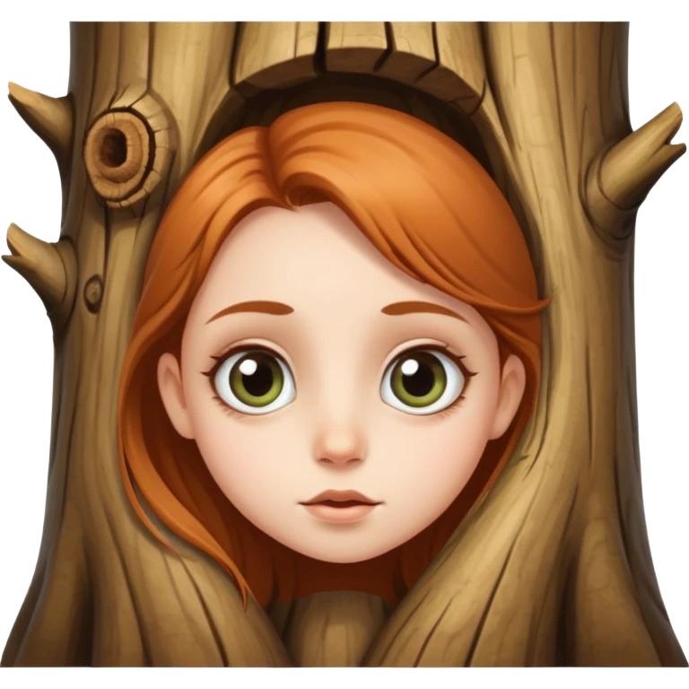 Girl with big eyes and tree trunk nose emoji