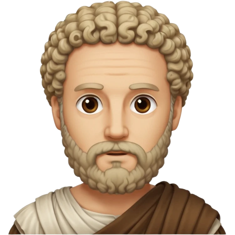 Thucydides as an ancient Greek historian, with a beard, curly hair, wearing a classical Greek himation emoji