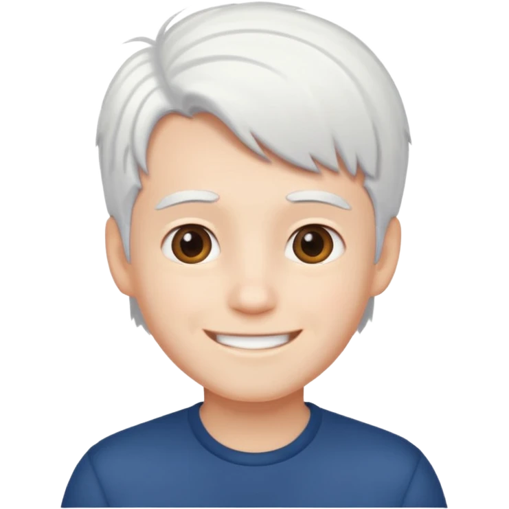 pure white hair, cute mature Boy emoji