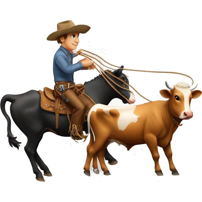 Cowboy roping a cow emoji