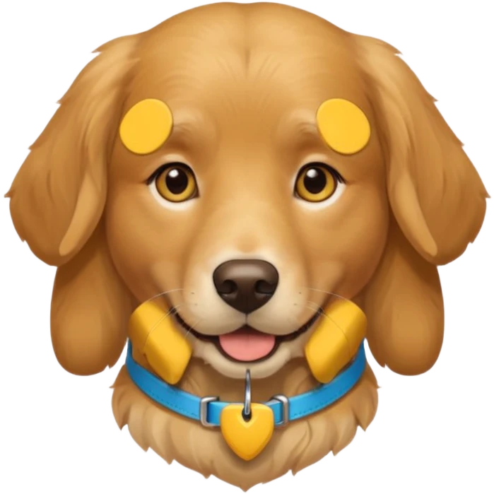 dog head wearing yellow collar with gps block emoji