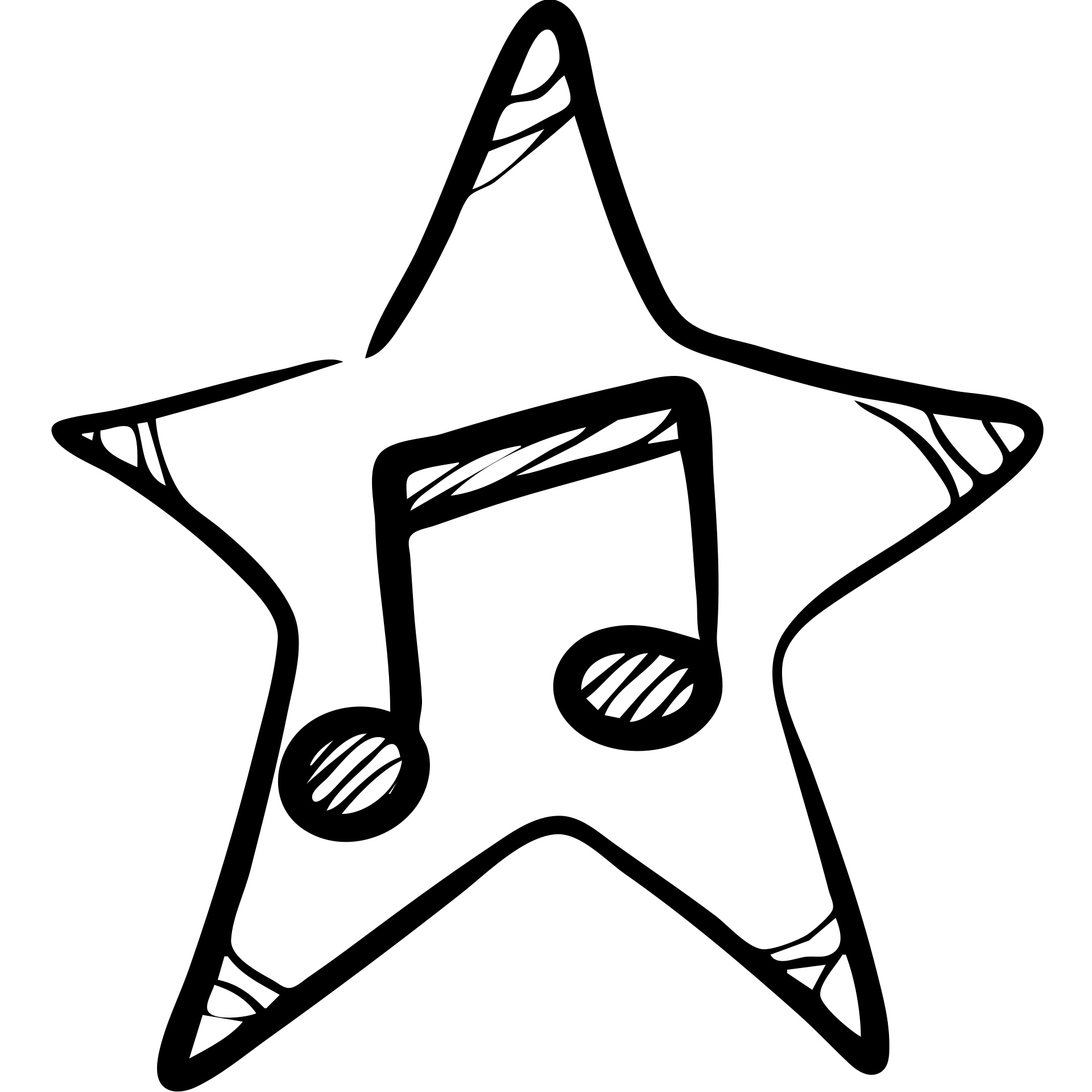 star shape music icon, hand drawn black outlined style emoji
