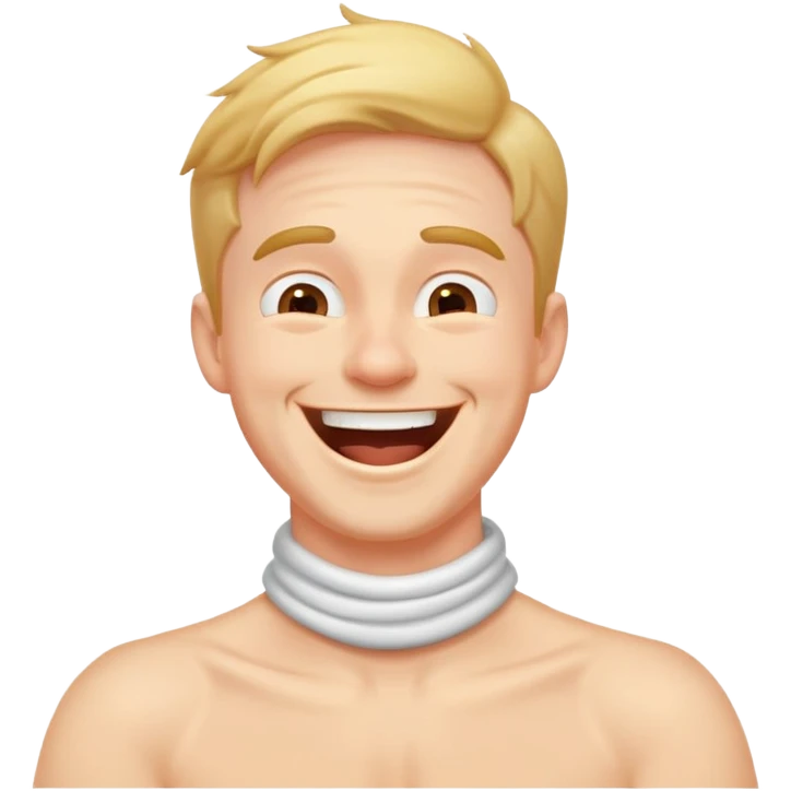 Hands across neck laughing guy emoji
