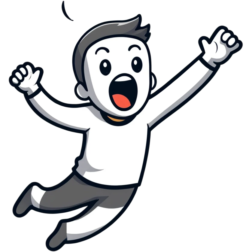 person with head thrown back, screaming with excitement, pure joy, expressive face emoji