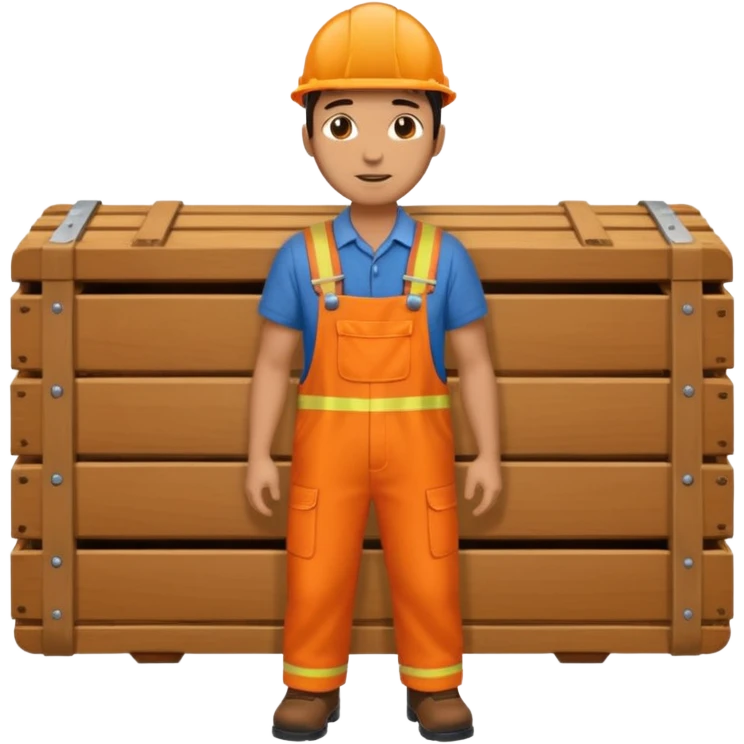 railway engineer, orange overalls carrying a box emoji