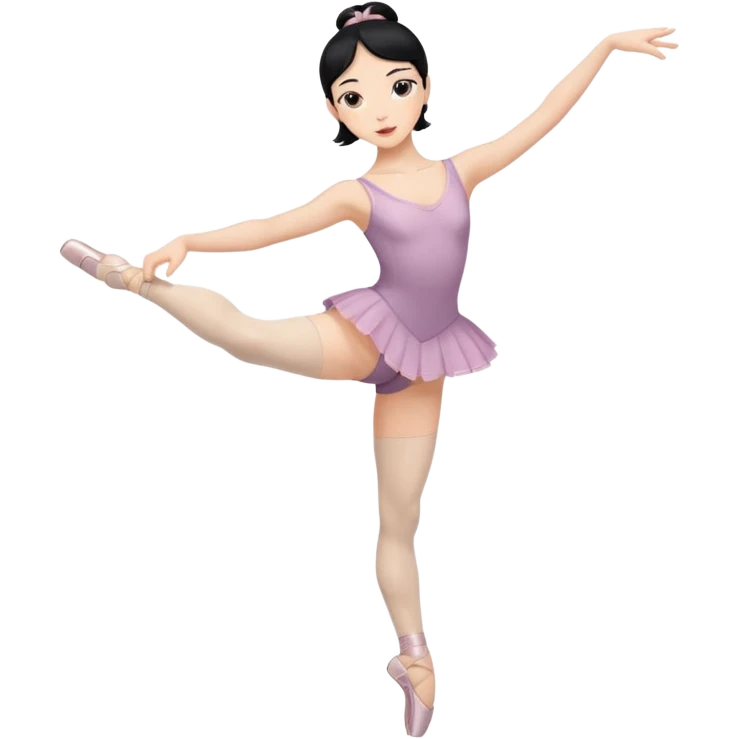 WOMAN BALLET DANCER BLACK HAIR AND NOT IN TUTU ONLY TWO LEGS emoji