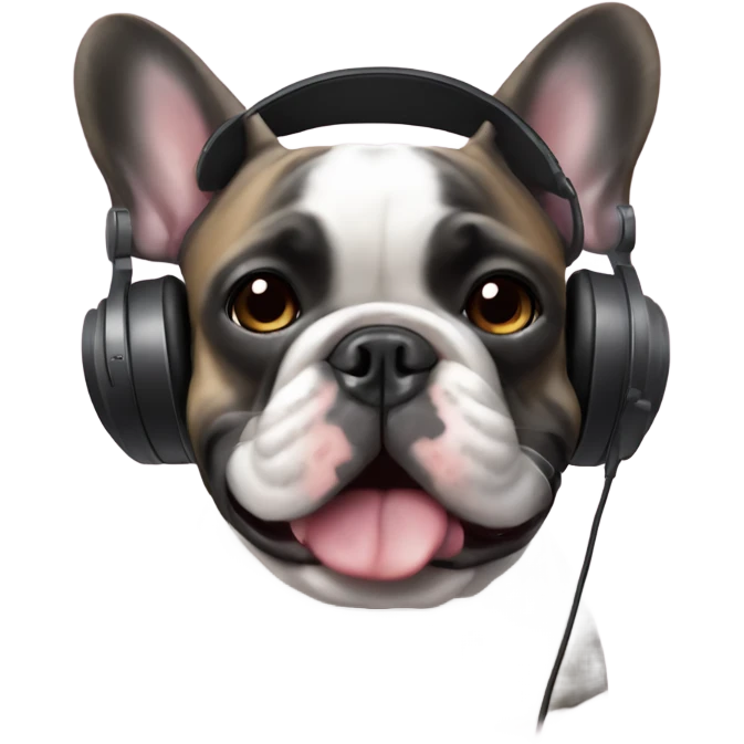 French bulldog brindle wearing headphones emoji