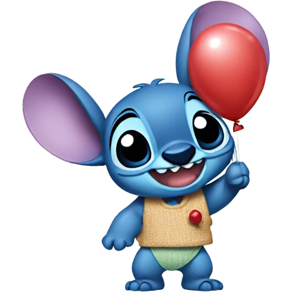 Stitch from Lilo and stitch holding a balloon emoji