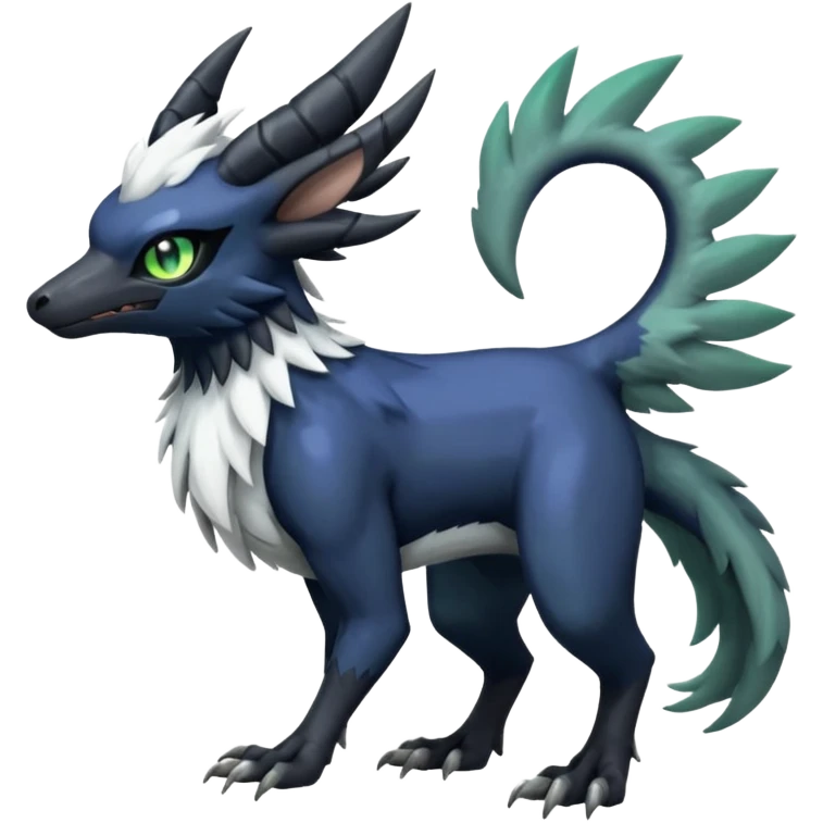 Shiny Black Grey White and Dark-Green Trico-Nargacuga-Silvally-Absol-fusion emoji