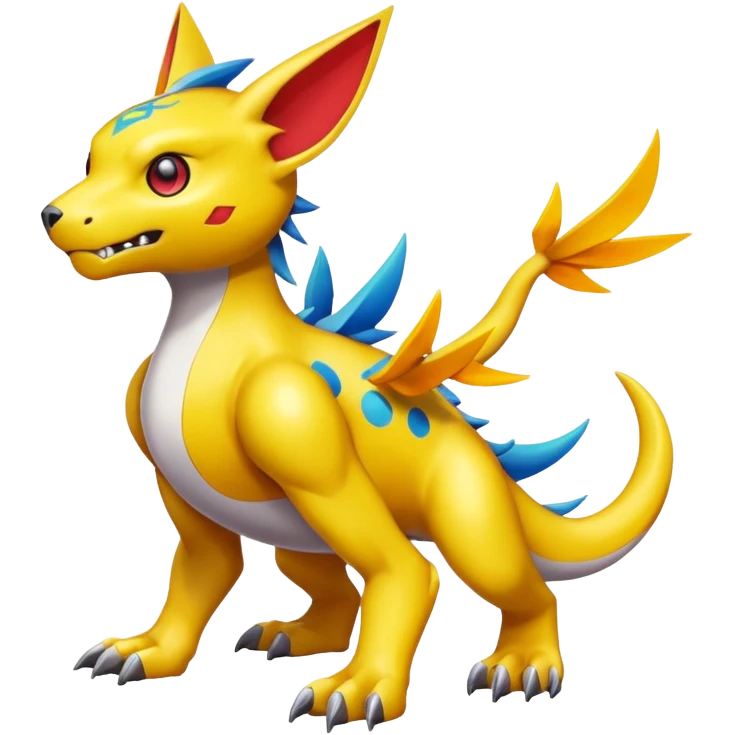 colorful fantasy edgy cool badass cute Digimon-Fakémon, with random markings, full body emoji