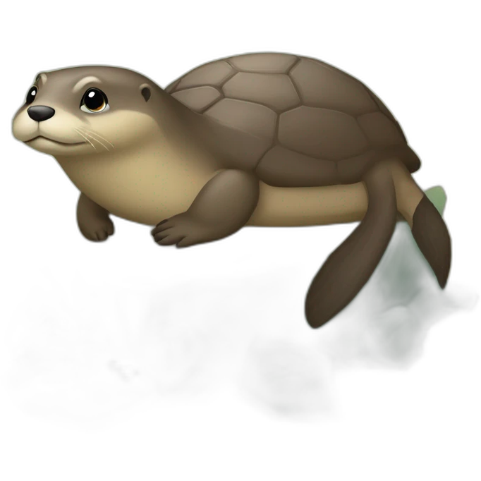 Une loutre sur une tortue emoji