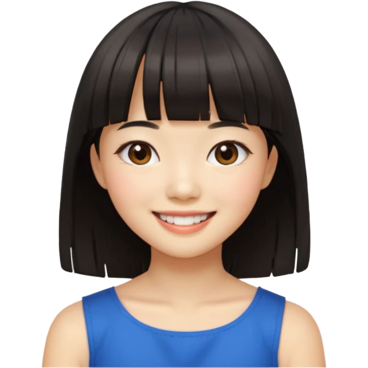 asian girl blunt fringe shoulder length hair emoji
