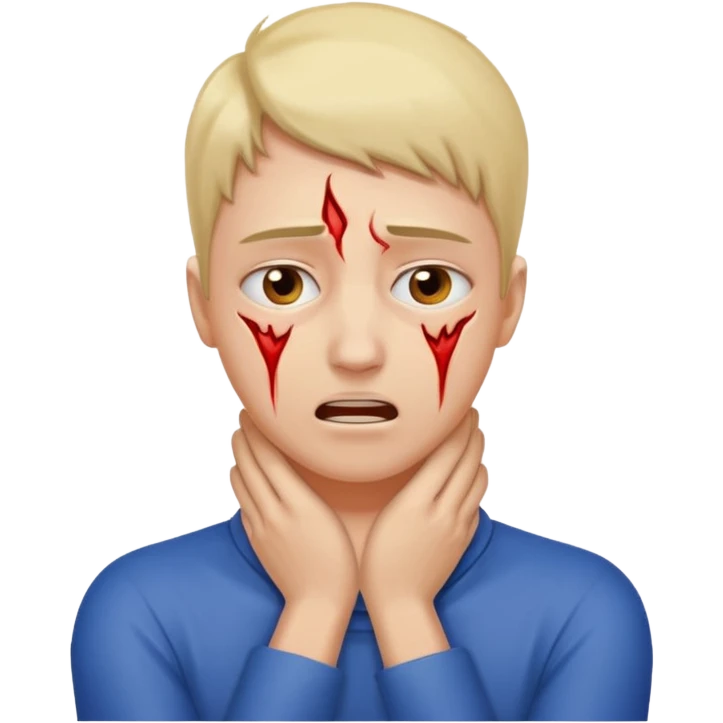 a bust of a person with both their hands around their neck with a face in pain emoji