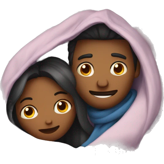 Couple hugging under the blanket on the couch emoji