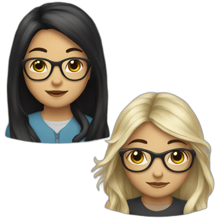 The girl with glasses and long black hair is a programmer emoji
